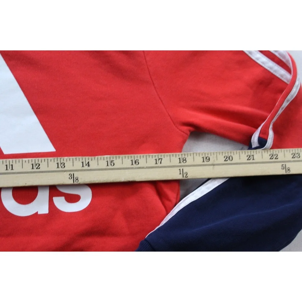 Adidas Boy Red Blue Hooded Sweater Long Sleeve Casual size Large